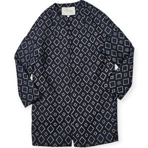 FRNCH Paris Geometric Jacquard Jacket - Women's Small - Blue & Black